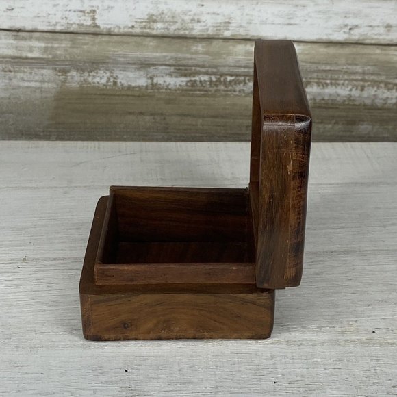 Vintage Archana Crafts Hand Made In India Wooden Jewelry Recipe Keepsake Box EUC - Picture 5 of 10